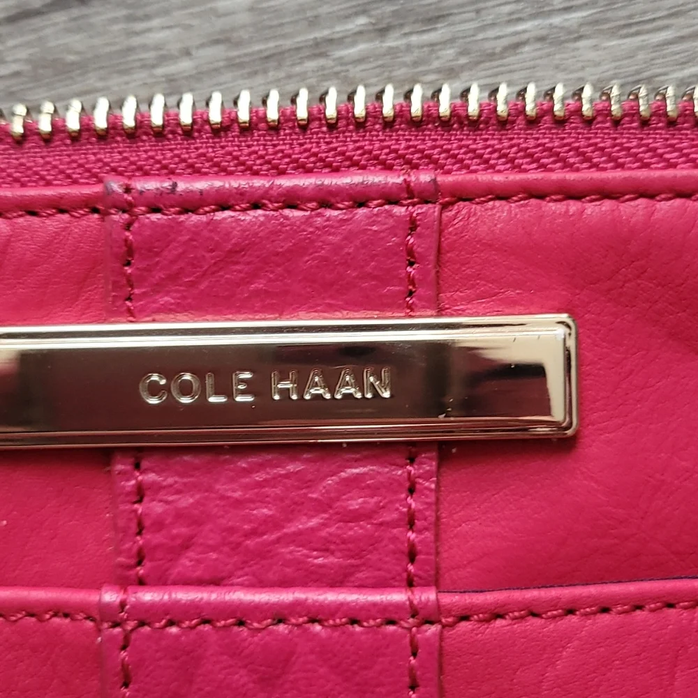 Pink Pebble Leather Clutch